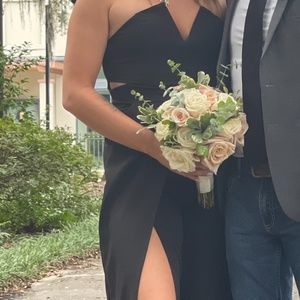 Black Strapless Jumpsuit with slit legs